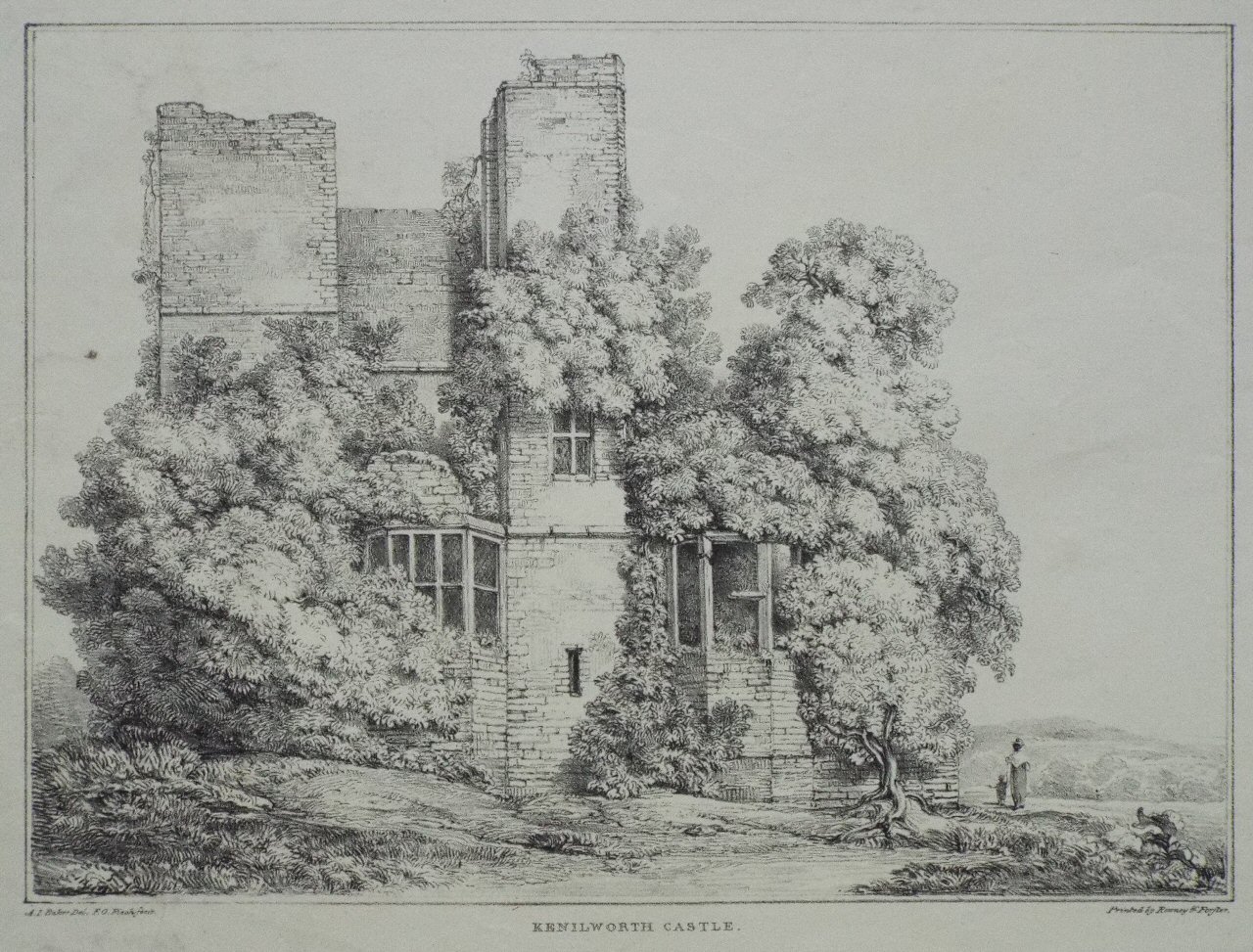 Lithograph - Kenilworth Castle. - Finch